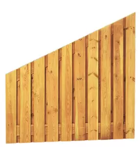 Grenen geschaafd plankenscherm 21-planks 17 mm, 180 x 180/90 cm, verticaal recht aflopend, groen geï