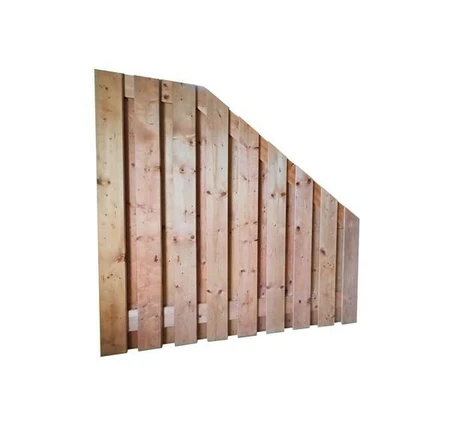 Redvision geschaafd plankenscherm 19-planks 16 mm, 180x180-90cm, verticaal, recht aflopend.