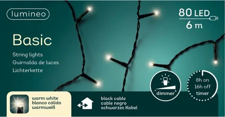 LUMINEO TREE LIGHTS Rice led bu l6m-80l zwart/warm white - afbeelding 1