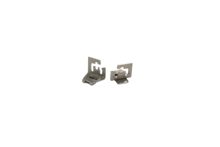 RVS cliphet P t.b.v. bevestigen dubbele staafmat schermen aan H-gleufpaal