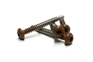 RVS schroef met gekleurde top voor NTW Castellation PRO, set a 50 stuks incl. bit, Teak.