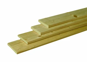 Scandinavisch vuren geschaafde plank 1,8 x 14,5 x 300 cm, groen geïmpregneerd.