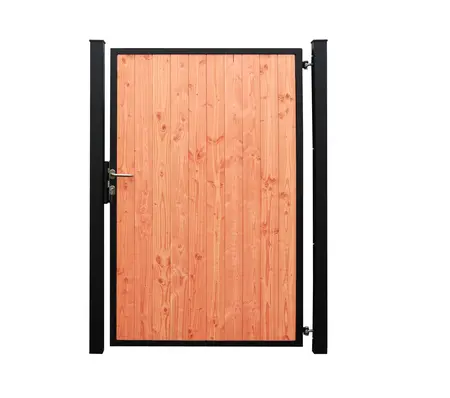 Staalverzinkt poortvleugelpakket Hybide rechtsdraaiend, inclusief staanders en douglas opvulling, 11