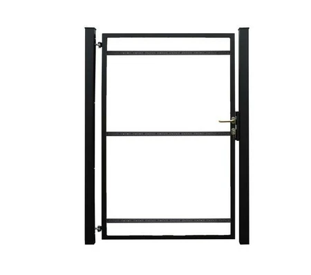 Staalverzinkt poortvleugelpakket Hybide linksdraaiend, inclusief staanders, 115 x 185 x 4 cm, zwart 