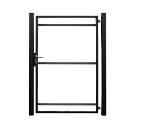 Staalverzinkt poortvleugelpakket Hybide rechtsdraaiend, inclusief staanders, 115 x 185 x 4 cm, zwart