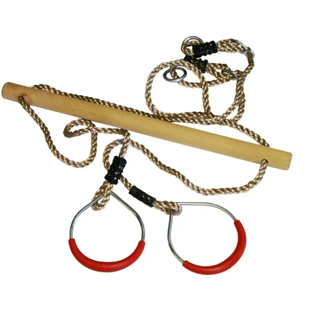 Trapeze hout/ringen in metaal