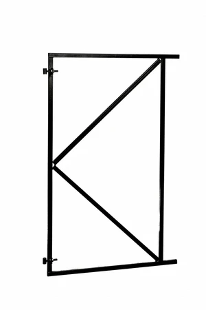 Verstelbaar stalen poortframe 100 x 155 cm, zwart gecoat.