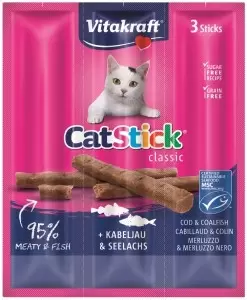 Vitakraft Cat Stick Mini Kabeljauw & Koolvis (3 stuks)