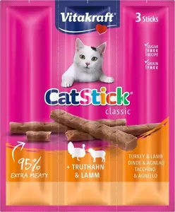 Vitakraft Cat Stick Mini Kalkoen & Lam (3 stuks)