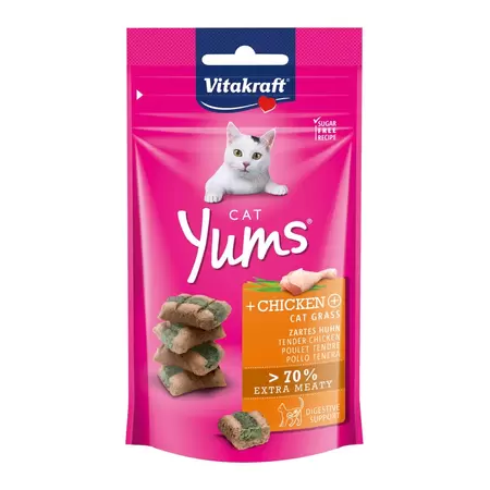 Vitakraft Cat Yums Kip & Kattengras (40g)