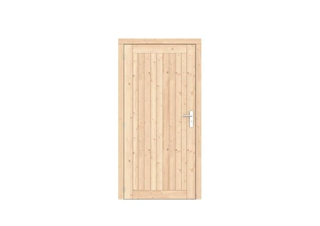Vuren dichte enkele deur Prestige 108x209 cm, linksdraaiend, scharnieren, RVS beslag, kleurloos geim