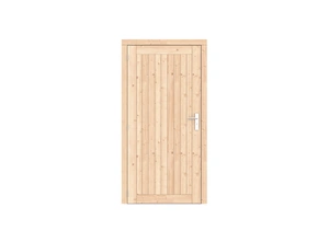 Vuren dichte enkele deur Prestige 108x209 cm, linksdraaiend, scharnieren, RVS beslag, onbehandeld.