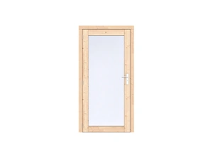 Vuren Volglas enkele deur Prestige 108x209 cm, linksdraaiend, scharnieren, RVS beslag, onbehandeld.