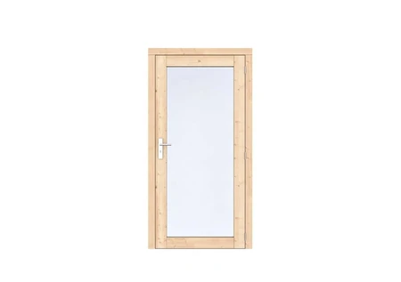 Vuren Volglas enkele deur Prestige 108x209 cm, rechtsdraaiend, scharnieren, RVS beslag, onbehandeld.