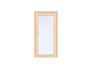 Vuren Volglas enkele deur Prestige 108x209 cm, rechtsdraaiend, scharnieren, RVS beslag, onbehandeld.