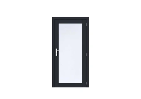 Vuren Volglas enkele deur Prestige 108x209 cm, rechtsdraaiend, scharnieren, RVS beslag, zwart gecoat