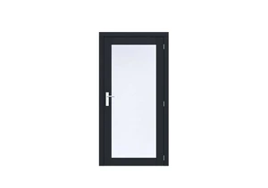 Vuren Volglas enkele deur Prestige 108x209 cm, rechtsdraaiend, scharnieren, RVS beslag, zwart gecoat